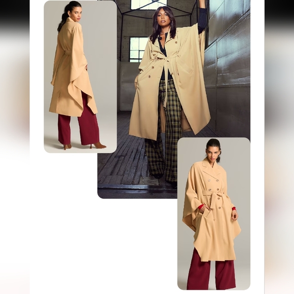 Plus Size Maddisyn Tie-Waist Cape Coat-Gabrielle Union x FTF in Iced Coffee Sz 2 - Picture 4 of 8